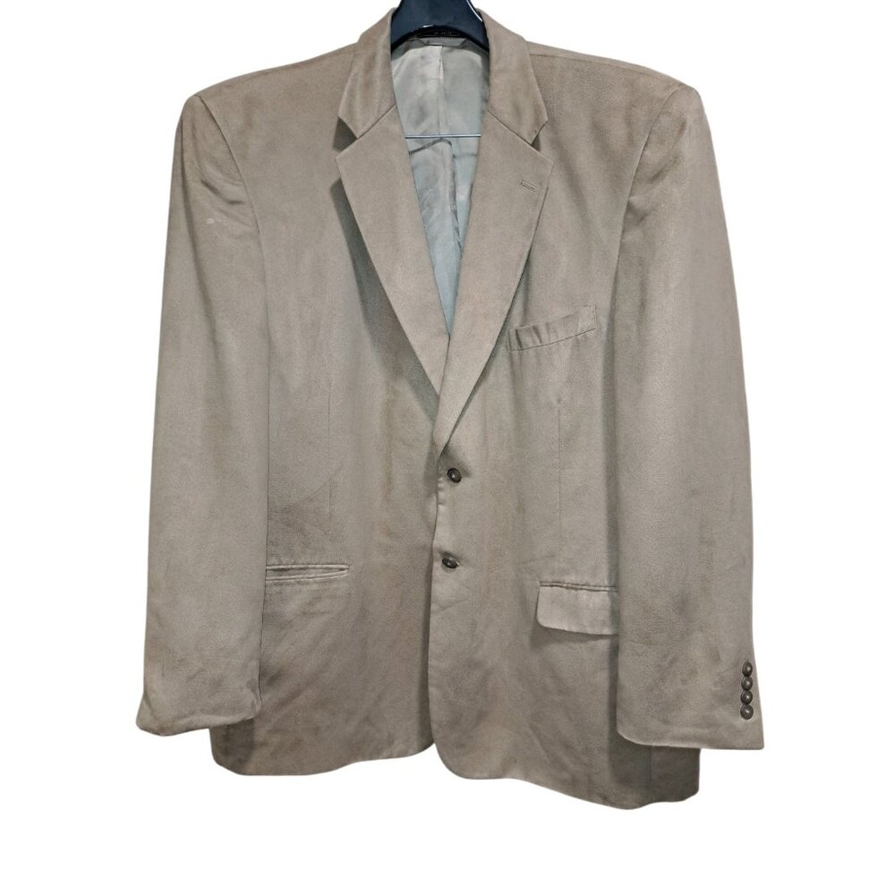 VTG Supra Suede Faux Retro 90s Meeting Street Luxury Brown 52 Long Mens Blazer